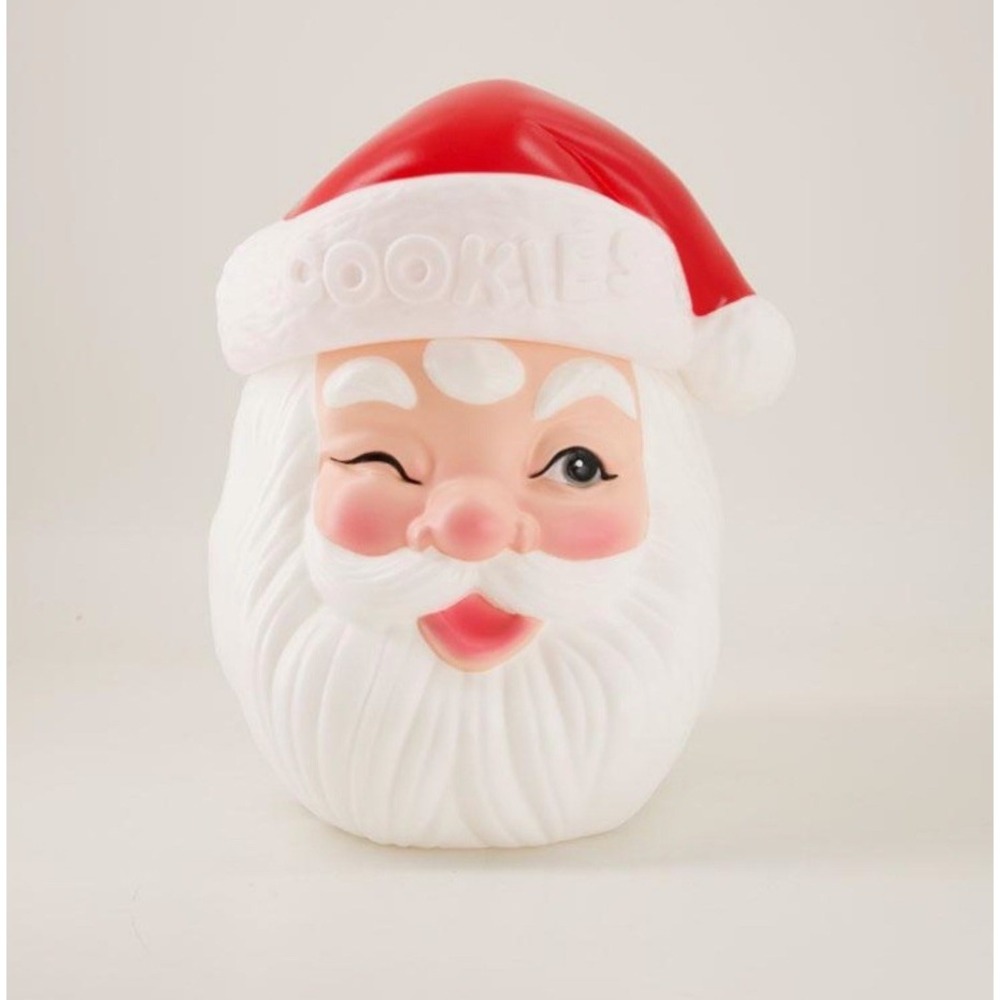 Cracker Barrel Blow Mold Santa Cookie Jar Christmas Vintage Style Kitchen Decor